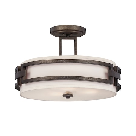 Designers Fountain 17.5in Del Ray 3-Light Flemish Bronze Interior Incandescent Ceiling Light Semi Flush Mount 83811-FBZ